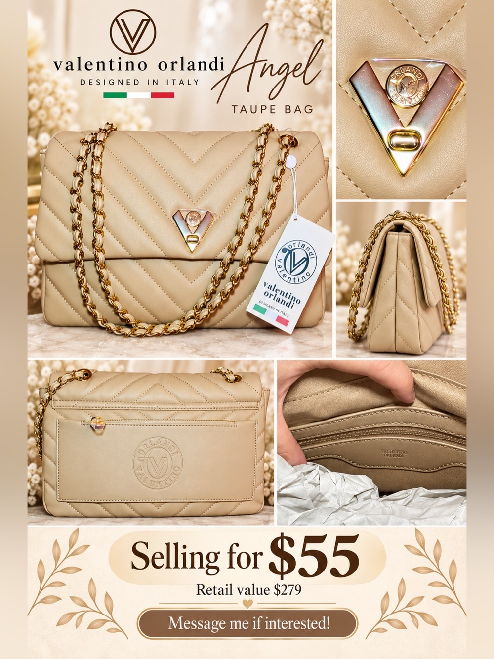 Valentino Orlandi Angel Shoulder Bags in Taupe